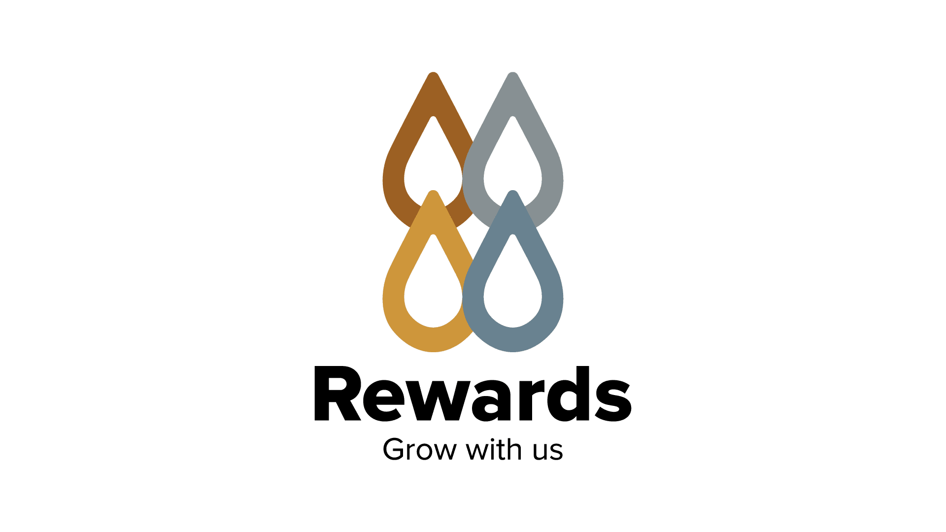 Logo for the Rewards scheme showing four different coloured tear drops