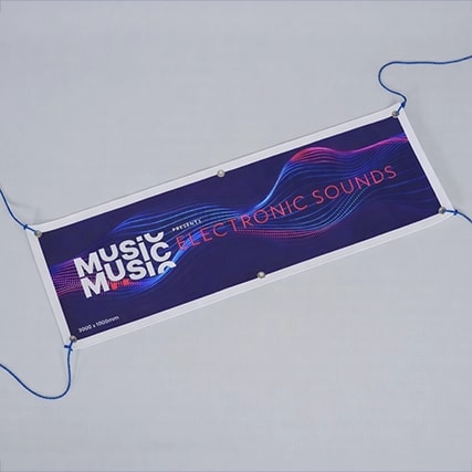 A rectangular banner with "Electronic Sounds" text and a blue and purple wave design.