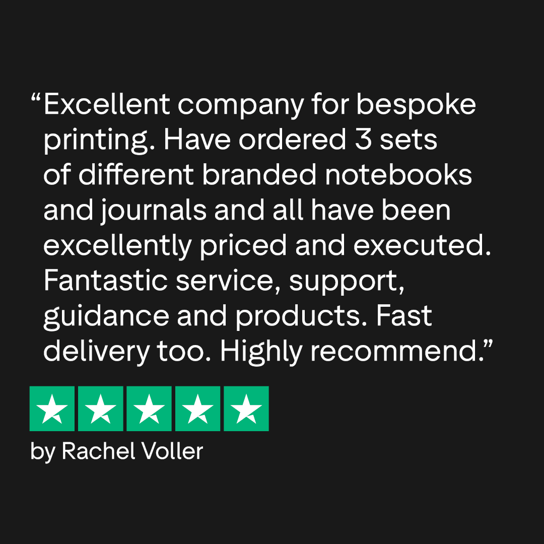 Customer review praising a printing company for quality, service, and fast delivery.
